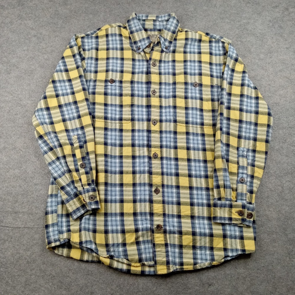 Duluth Trading Shirt Mens Medium Plaid Flannel Button Front Long Sleeve Casual